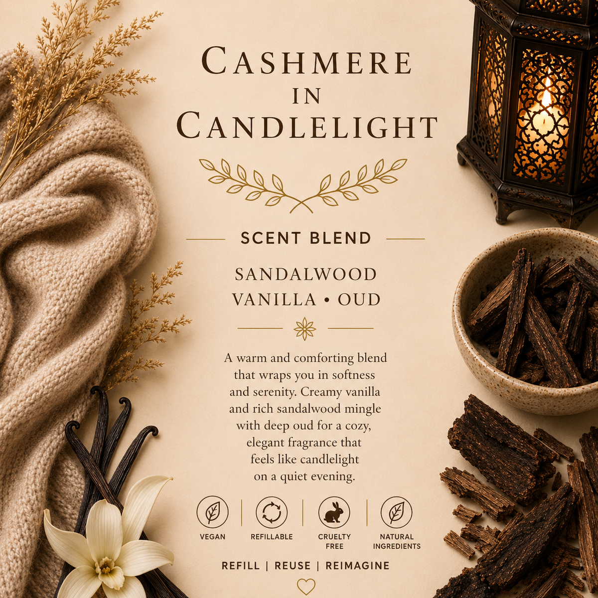 Cashmere In Candlelight Reed Diffuser Oil Refill