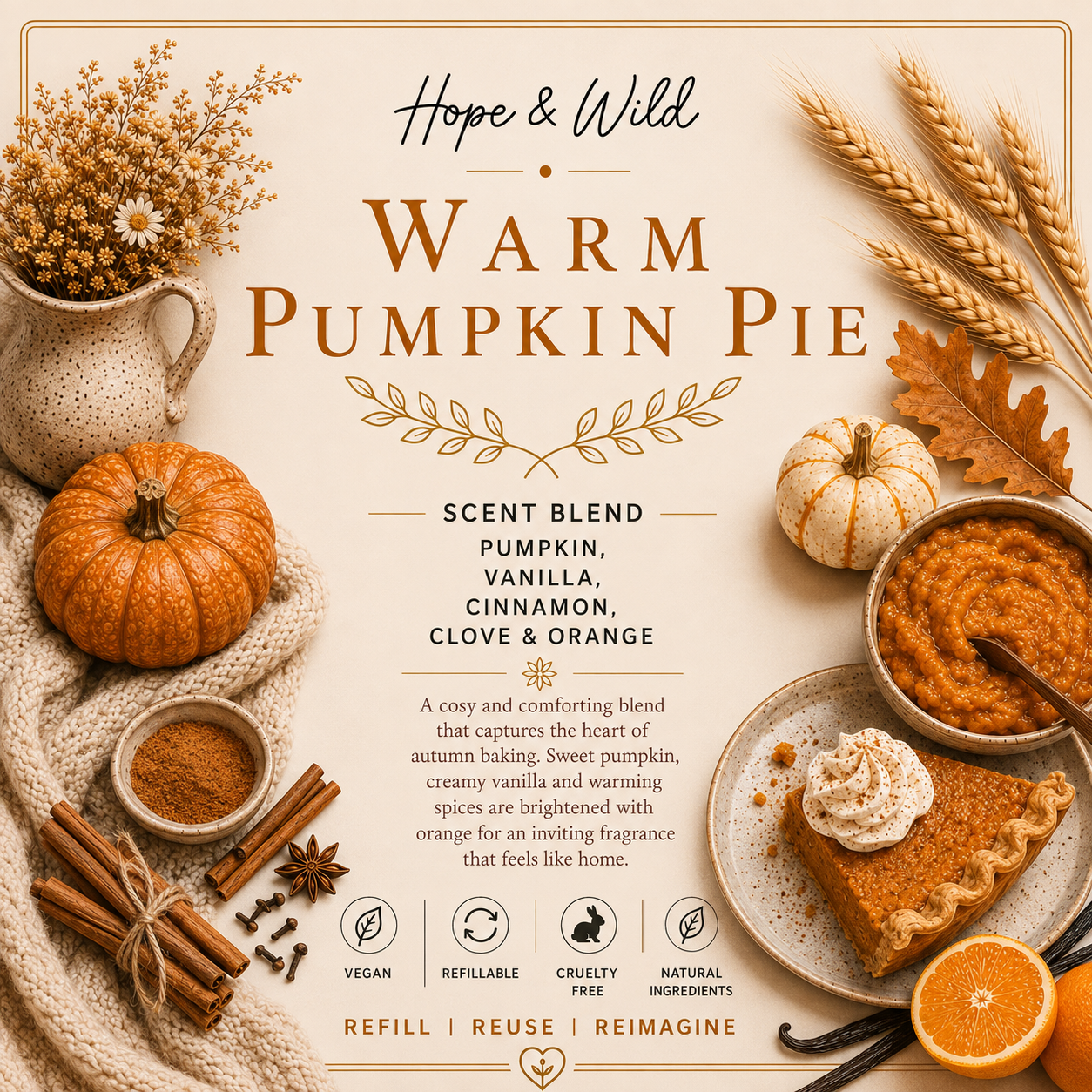 Warm Pumpkin Pie Reed Diffuser Oil Refill - Limited Edition