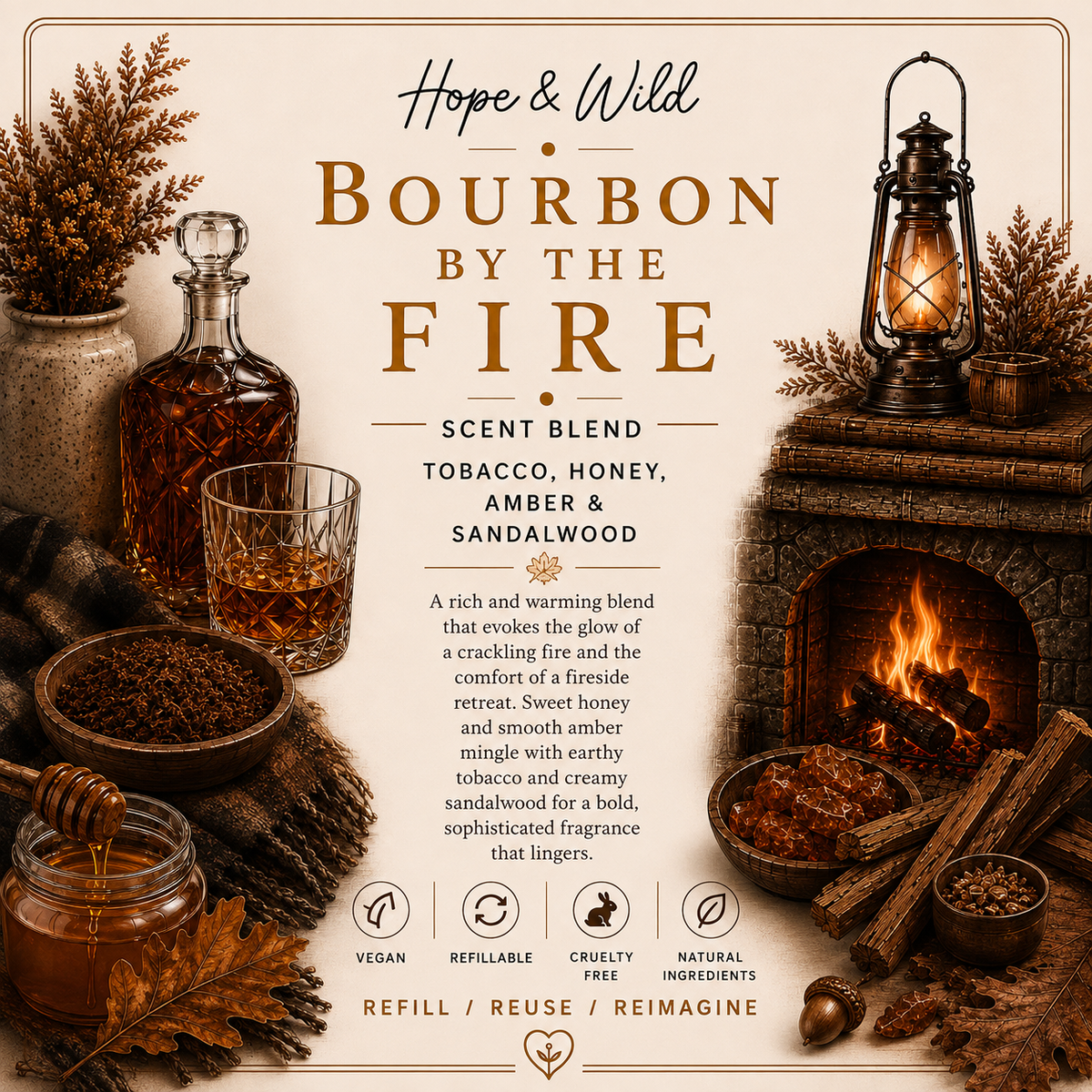 Bourbon By The Fire Reed Diffuser Oil Refill - Limited Edition