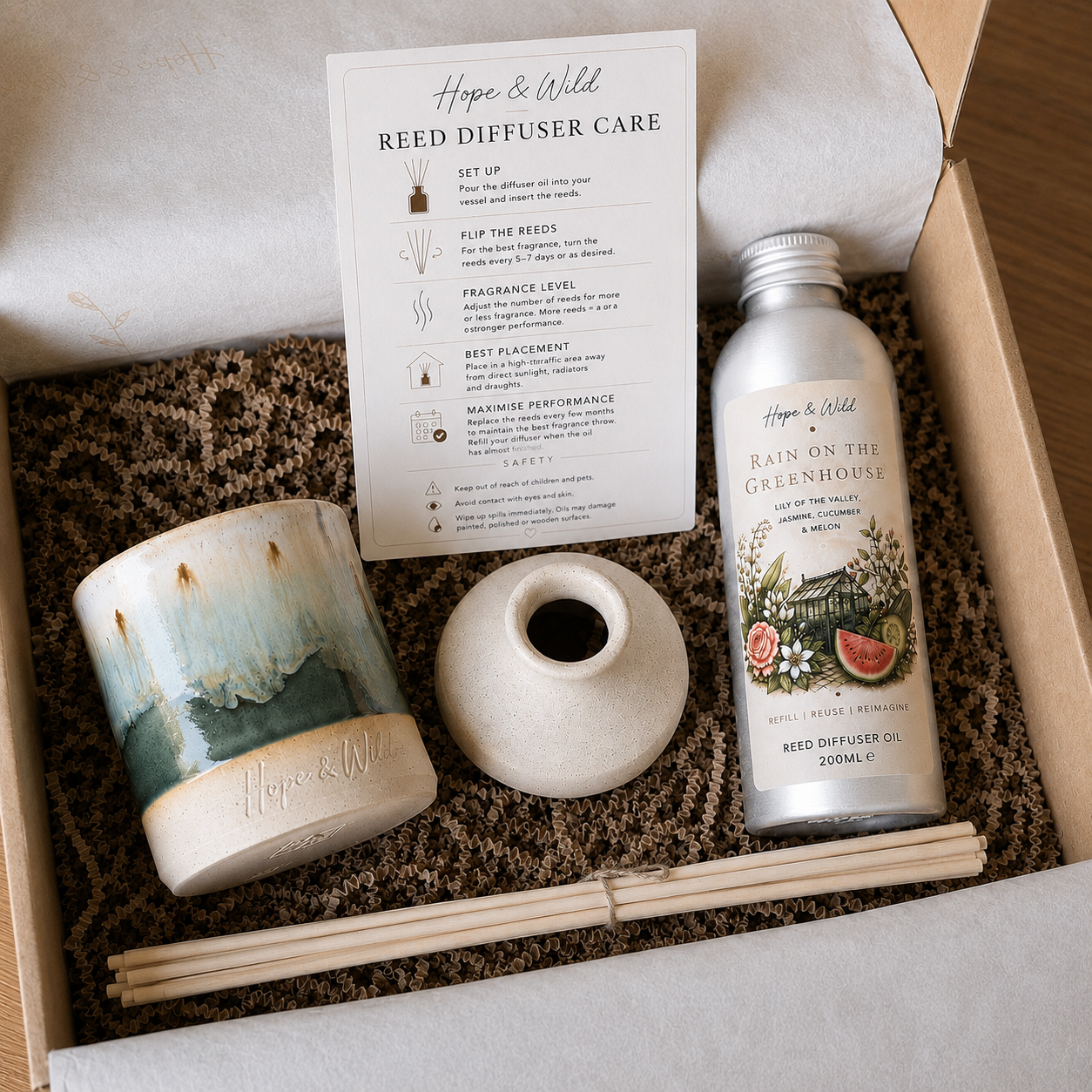 The Reed Diffuser Refill Collection | Hope & Wild | Reed Diffuser Refill Bundle | 2-in-1 Candle and Reed Diffuser Set | Luxury Refillable Home Fragrance