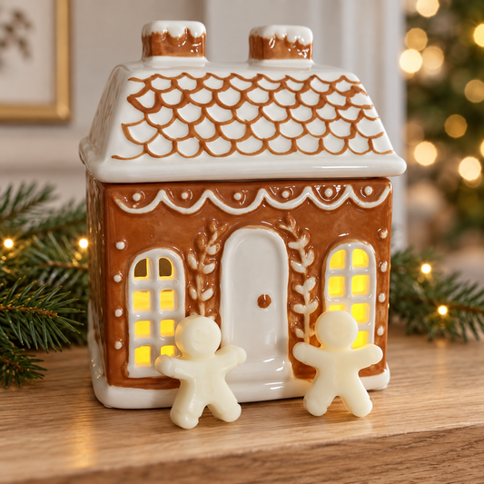 Hope & Wild Gingerbread Bakehouse Tealight and Wax Melt Set. Christmas Gift