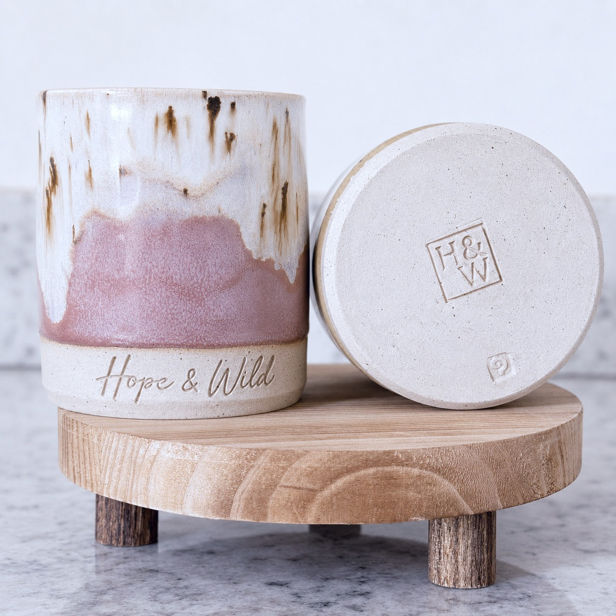 Blushing Birch Ceramic Vessel | Hope & Wild | Handcrafted Refillable Ceramic Candle Vessel | Handcrafted Refillable Reed Diffuser Vessel 