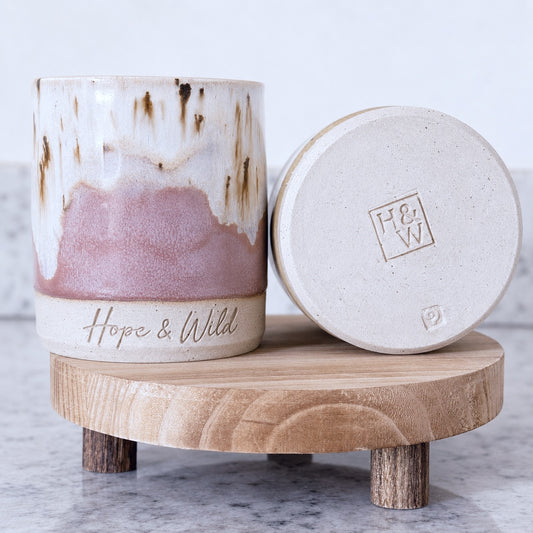 Blushing Birch Ceramic Vessel | Hope & Wild | Handcrafted Refillable Ceramic Candle Vessel | Handcrafted Refillable Reed Diffuser Vessel 
