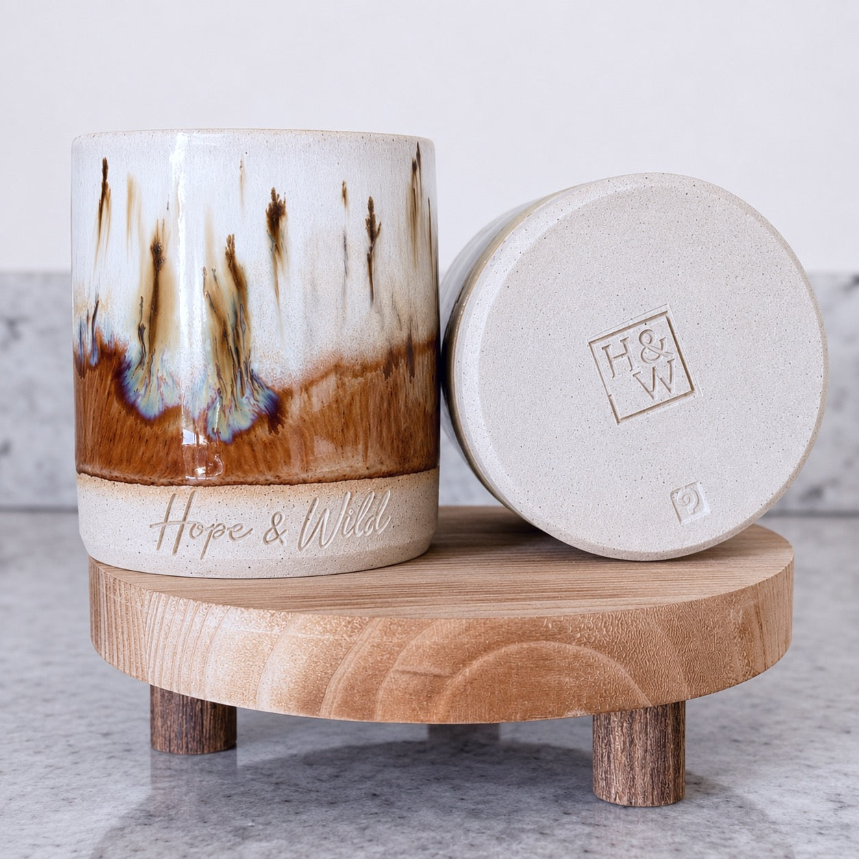 Burnt Amber Ceramic Vessel | Hope & Wild | Handcrafted Refillable Ceramic Candle Vessel | Handcrafted Refillable Reed Diffuser Vessel 