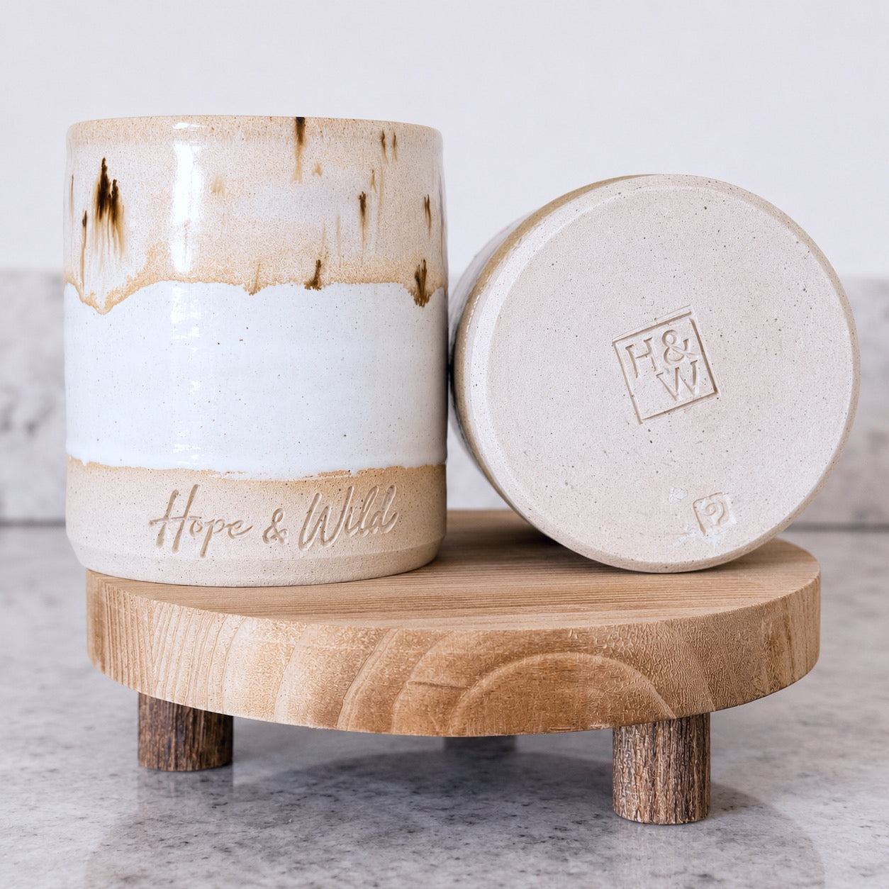 Snow Speckle Ceramic Vessel | Hope & Wild | Handcrafted Refillable Ceramic Candle Vessel | Handcrafted Refillable Reed Diffuser Vessel 