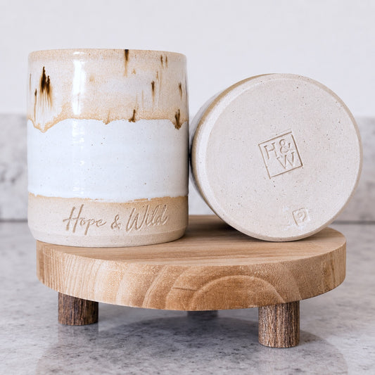 Snow Speckle Ceramic Vessel | Hope & Wild | Handcrafted Refillable Ceramic Candle Vessel | Handcrafted Refillable Reed Diffuser Vessel 