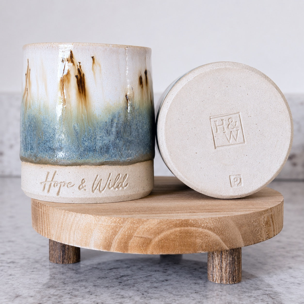 Teal Whisper Ceramic Vessel | Hope & Wild | Handcrafted Refillable Ceramic Candle Vessel | Handcrafted Refillable Reed Diffuser Vessel 