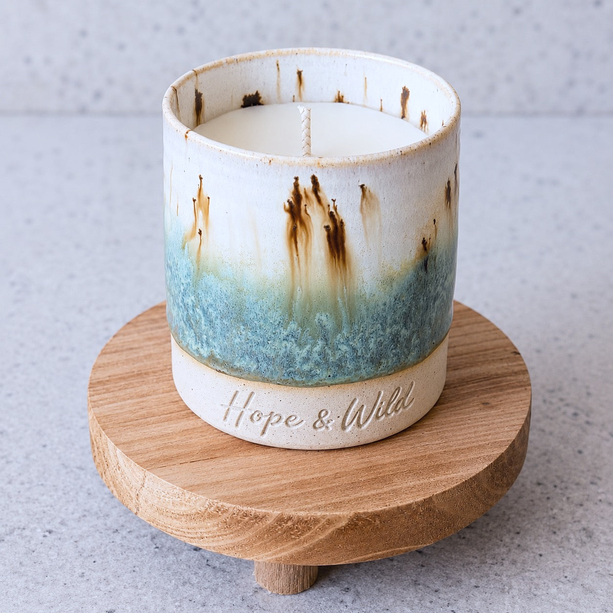 Teal Whisper Ceramic Vessel | Hope & Wild | Handcrafted Refillable Ceramic Candle Vessel | Handcrafted Refillable Reed Diffuser Vessel 