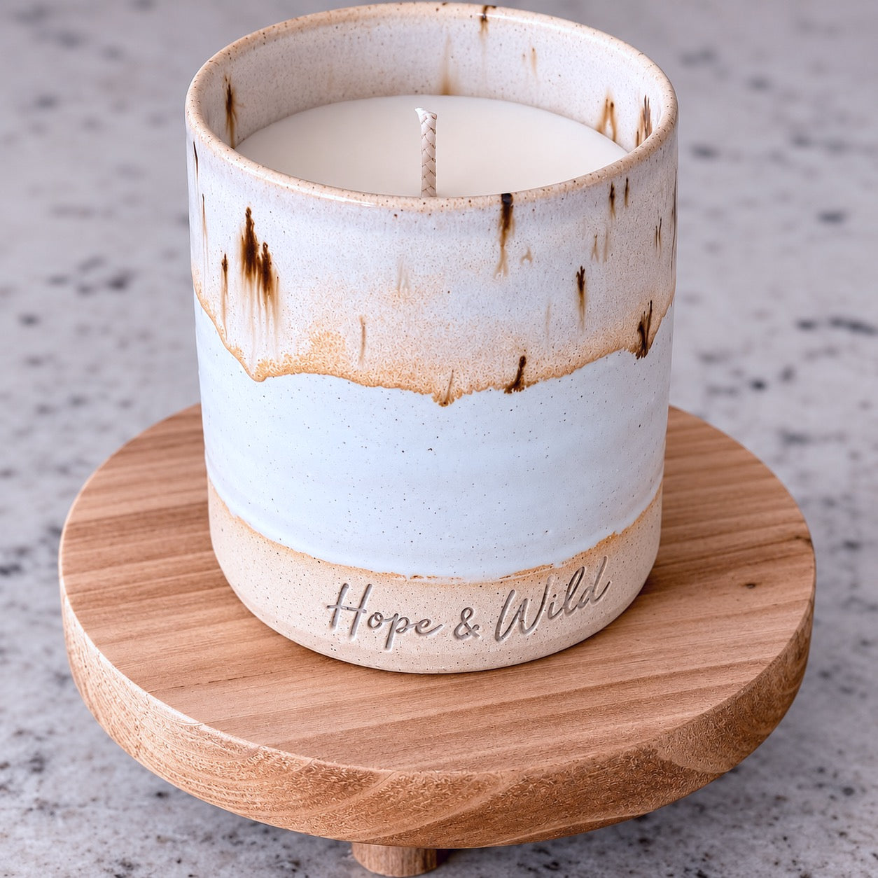 Snow Speckle Ceramic Vessel | Hope & Wild | Handcrafted Refillable Ceramic Candle Vessel | Handcrafted Refillable Reed Diffuser Vessel 