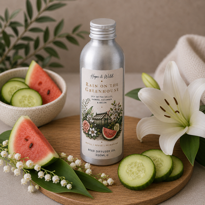 Rain On The Greenhouse Reed Diffuser Refill Oil | Hope & Wild | Reed Diffuser Refill | Lily, Jasmine, Cucumber & Melon Refillable Reed Diffuser Oil 