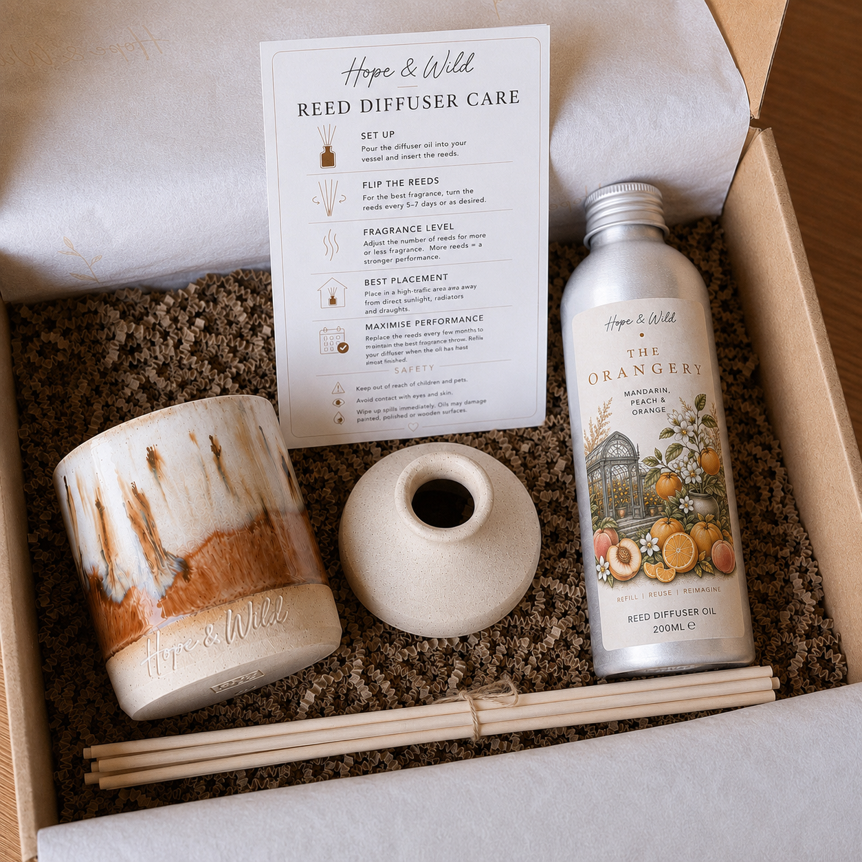 The Reed Diffuser Refill Collection | Hope & Wild | Reed Diffuser Refill Bundle | 2-in-1 Candle and Reed Diffuser Set | Luxury Refillable Home Fragrance