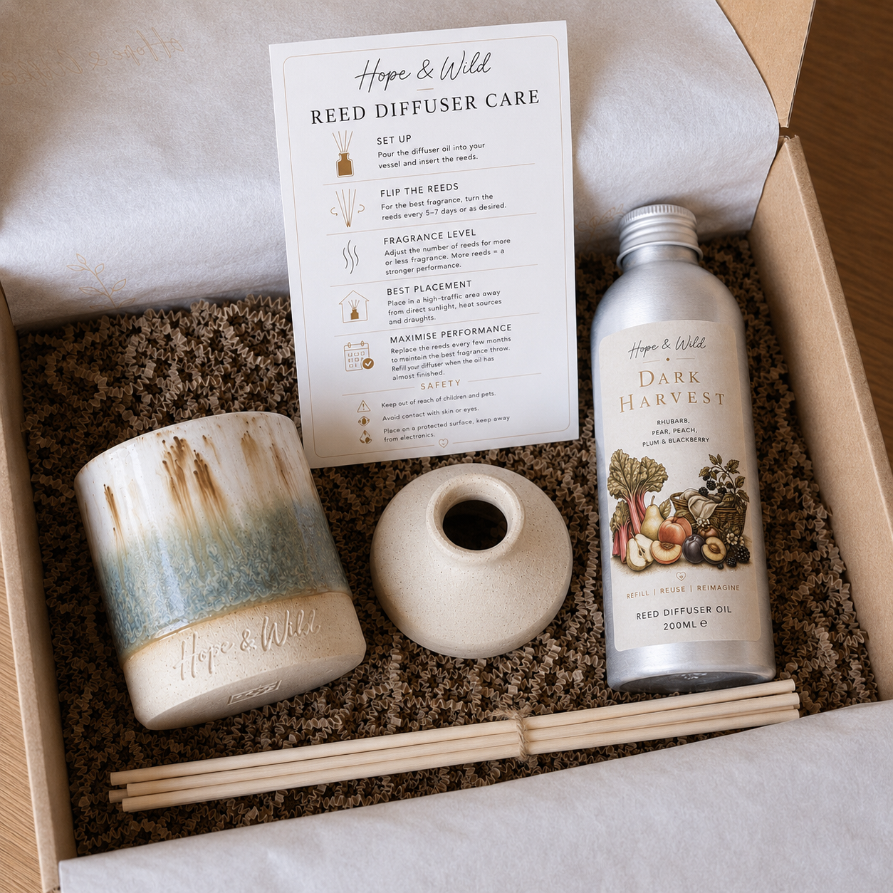 The Reed Diffuser Refill Collection | Hope & Wild | Reed Diffuser Refill Bundle | 2-in-1 Candle and Reed Diffuser Set | Luxury Refillable Home Fragrance
