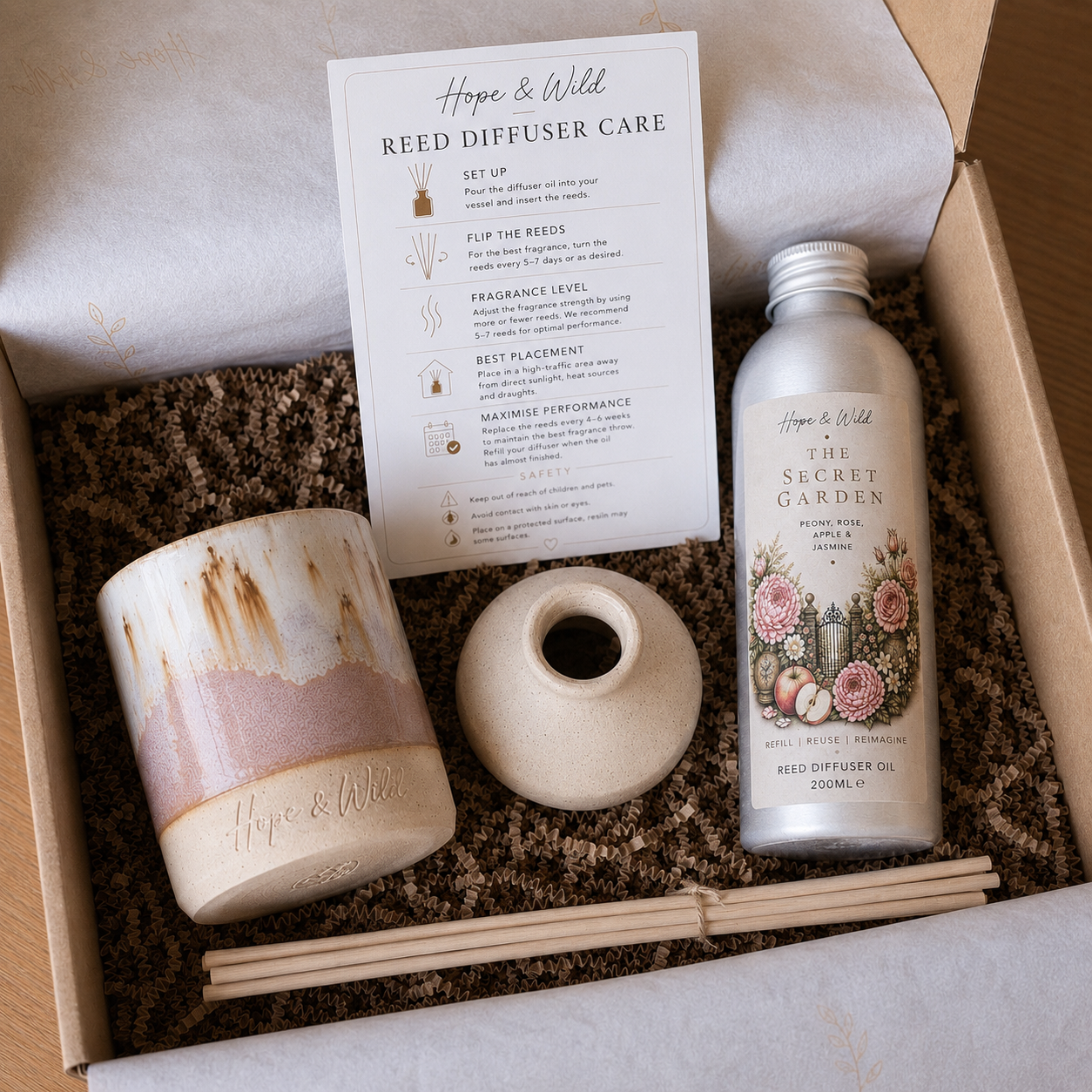 The Reed Diffuser Refill Collection | Hope & Wild | Reed Diffuser Refill Bundle | 2-in-1 Candle and Reed Diffuser Set | Luxury Refillable Home Fragrance