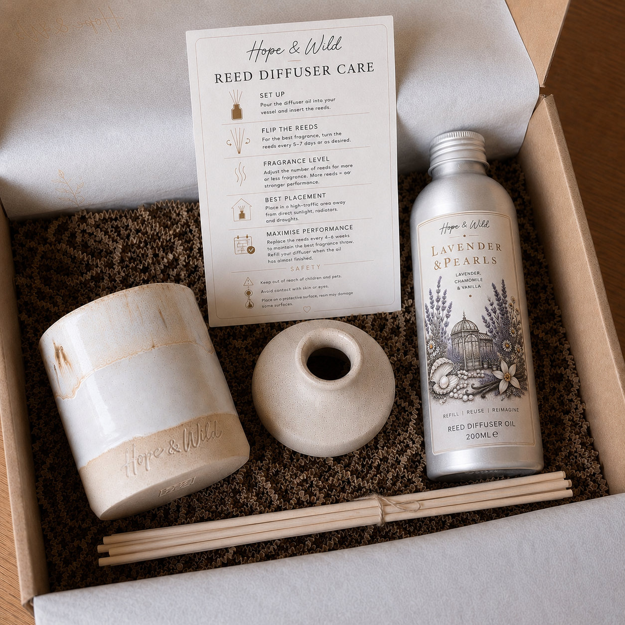 The Reed Diffuser Refill Collection | Hope & Wild | Reed Diffuser Refill Bundle | 2-in-1 Candle and Reed Diffuser Set | Luxury Refillable Home Fragrance