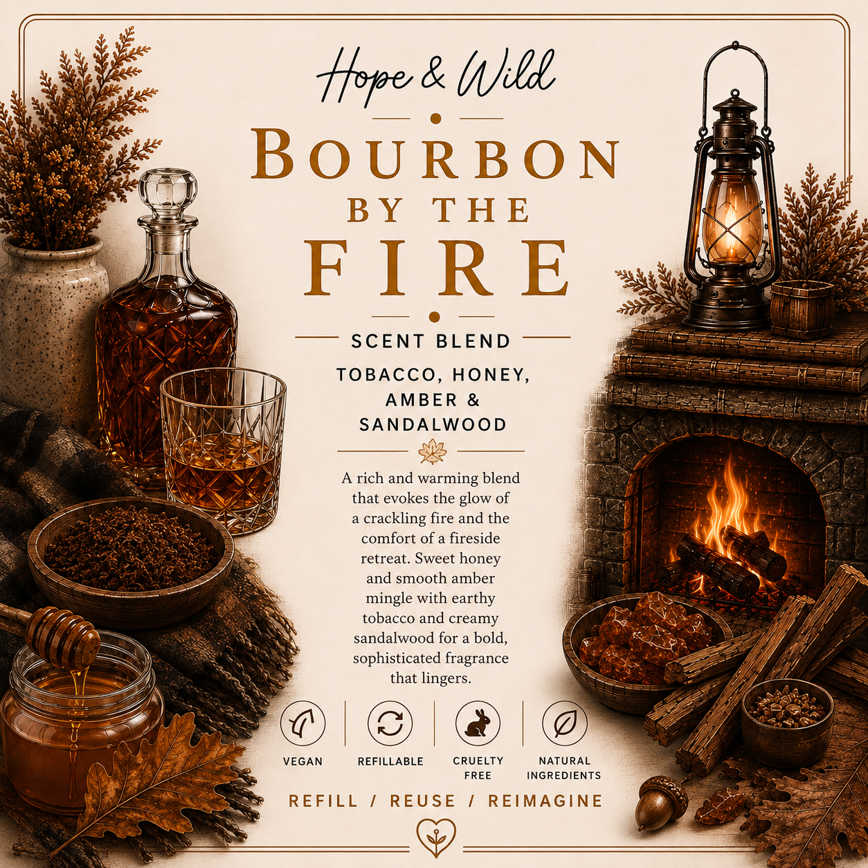 Bourbon By The Fire Reed Diffuser Oil Refill - Limited Edition